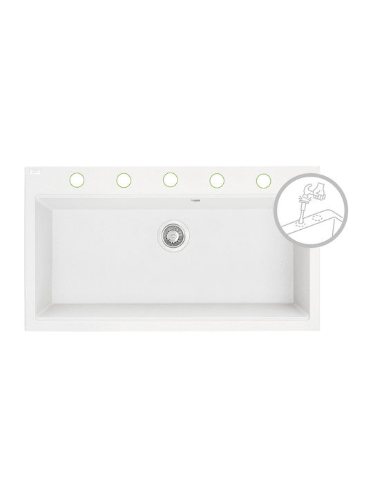 Laveo Tau SBT 6109 Drop-In Chiuvetă din Granit Sintetic L90xW50cm Alb