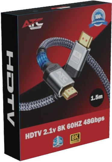 ATC HDMI 2.1 Ultra High Speed 48Gbps 4K 120Hz HDR VRR Cable HDMI Male - HDMI Male 1.5m Black