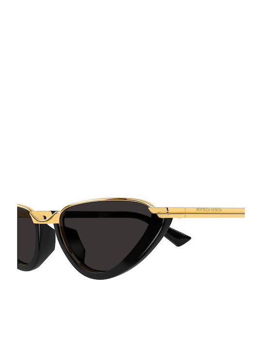 Bottega Veneta Women's Sunglasses with Gold Metal Frame and Black Lens