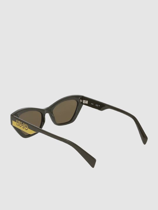 Liu Jo Women's Sunglasses with Black Plastic Frame and Brown Lens