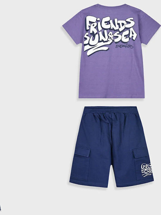 Energiers Kids Clothing Set with Shorts Purple Maren 2 Pieces