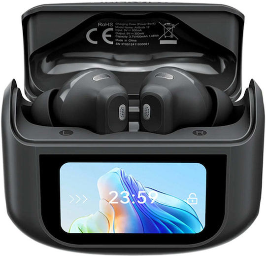 BlackView AirBuds 12 Bluetooth Handsfree Ακουστικά με Αντοχή στον Ιδρώτα και Θήκη Φόρτισης Μαύρα