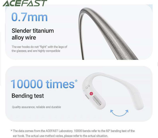 Acefast FA002 Air Open Ear Bluetooth Handsfree Ακουστικά με Αντοχή στον Ιδρώτα και Θήκη Φόρτισης Λευκά