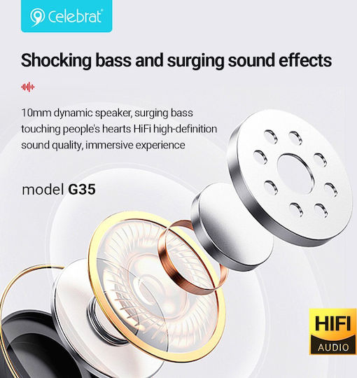Celebrat G35-BK In-ear Handsfree Ακουστικά με Βύσμα 3.5mm Μαύρο