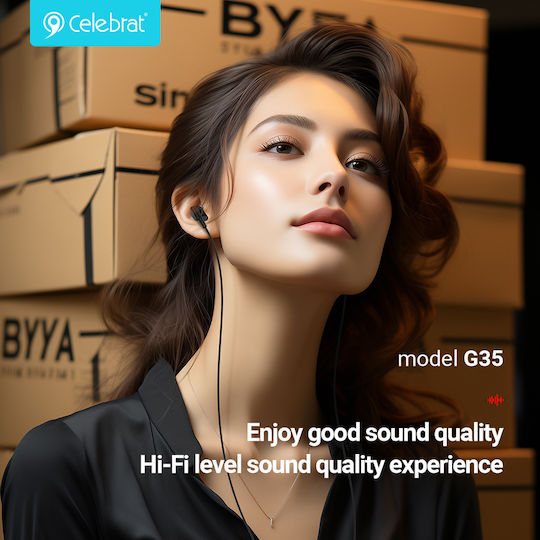 Celebrat G35-BK In-ear Handsfree Ακουστικά με Βύσμα 3.5mm Μαύρο