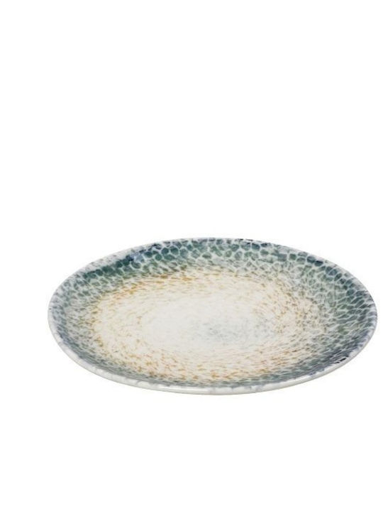 Farfurie din porțelan, plată, 17x2cm, design modern, detalii turcoaz, șopârlă, Espiel Knb101 00034378