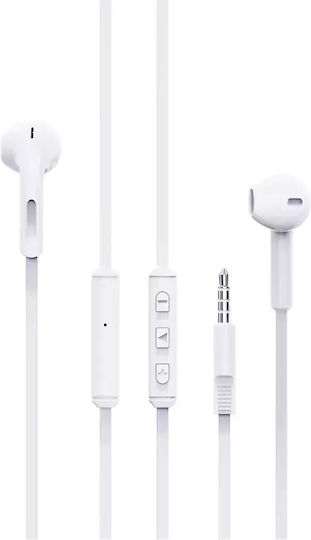 Jes 001021005 In-ear Handsfree Ακουστικά με Βύσμα 3.5mm Λευκό