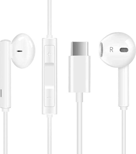 In-ear Handsfree Ακουστικά με Βύσμα USB-C Λευκό