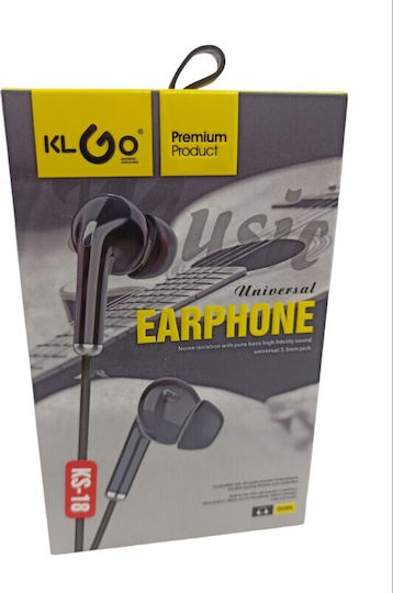 KLGO KS-18 In-ear Handsfree Ακουστικά με Βύσμα 3.5mm Μαύρο