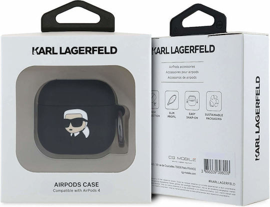 Karl Lagerfeld Karl Head 3d Case Silicone in Black color for Apple AirPods 4