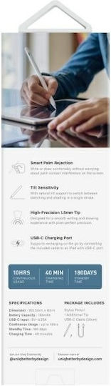 Uniq Pixo Lite 2.0 Ψηφιακή Γραφίδα Αφής για iPad mini, iPad, iPad Air and iPad Pro 2018 and later σε Λευκό χρώμα