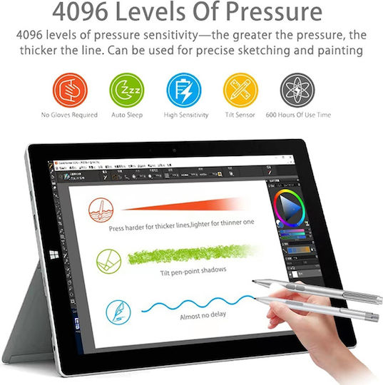 Techsuit F94S Digital Touch Stylus with Palm Rejection for Microsoft Surface in Black color