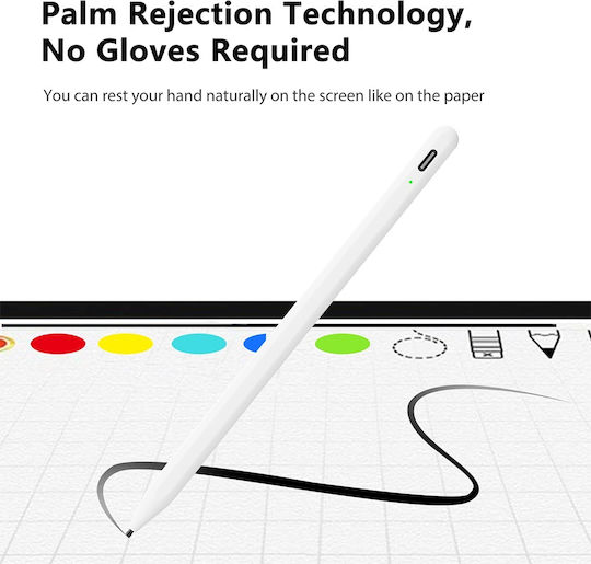 Techsuit A580S Ψηφιακή Γραφίδα Αφής με Palm Rejection για iPad σε Λευκό χρώμα