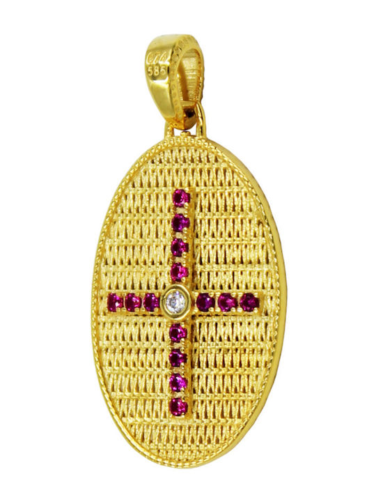 Roloi Kaliamanis Pendant Kids Talisman Double Sided Konstantinato made of Gold 14K PM1266