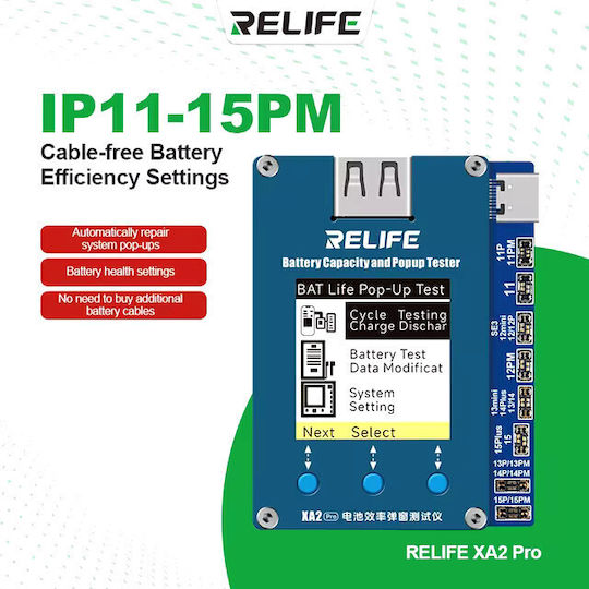 Relife Xa2 Pro Battery Repair Tester for iPhone 11 to 15 Series 6941590210377