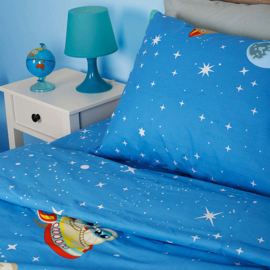 White Fabric Set Single Space Blue 165x270cm