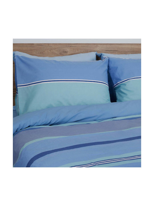 White Fabric Kinderbettlaken Set Darby Blau 165x270cm
