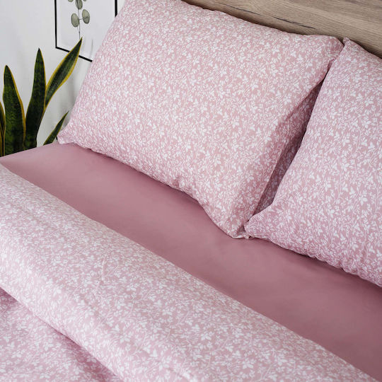 White Fabric Kids Sheets King Size Matilda Pink 235x270cm