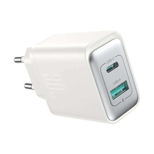 Joyroom Charger Without Cable with USB-A Port and USB-C Port 30W Whites (JR-TCF15)