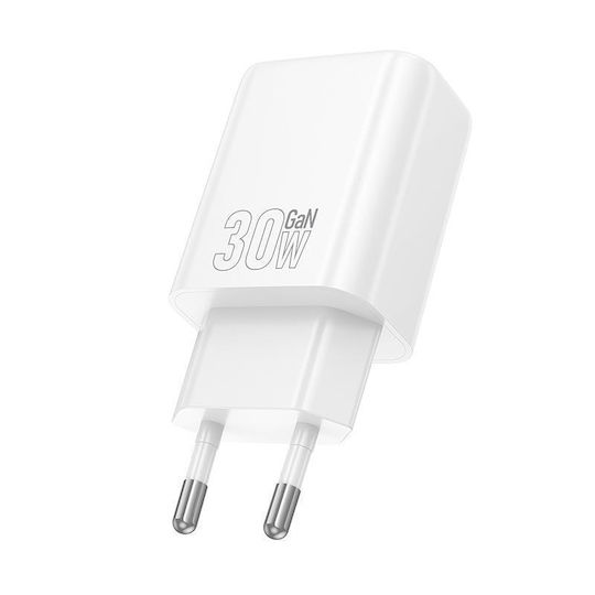 Hoco Φορτιστής Χωρίς Καλώδιο με Θύρα USB-A και Θύρα USB-C 30W Power Delivery / Quick Charge 3.0 Λευκός (N63)