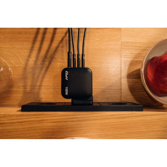 Verbatim Charger Without Cable GaN with USB-A Port and 3 USB-C Ports 100W Power Delivery / Quick Charge 3.0 Blacks (Mini)