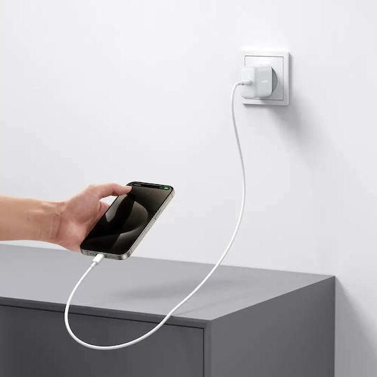Joyroom Charger with USB-C Port and Cable USB-C - USB-C 30W Power Delivery Whites (JR-TCF24)