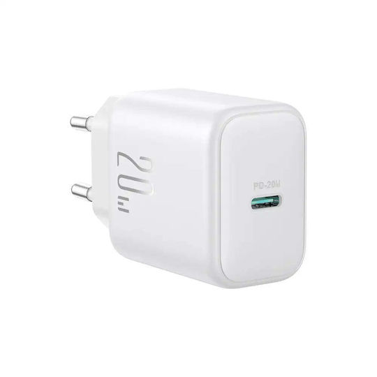 Joyroom Charger with USB-C Port and Cable USB-C - USB-C 20W Power Delivery Whites (JR-TCF20)