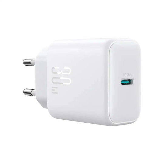 Joyroom Charger with USB-C Port and Cable USB-C - USB-C 30W Power Delivery Whites (JR-TCF24)