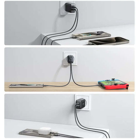 Joyroom Φορτιστής Χωρίς Καλώδιο με Θύρα USB-A και Θύρα USB-C 25W Power Delivery Μαύρος (JR-TCF13)