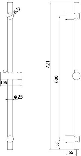 Βέργα Ντουζ Λουτρού Modea Thelma 00-02962 Χρωμέ