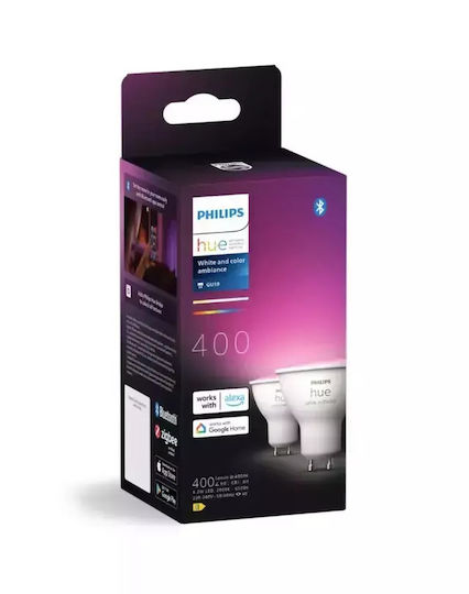 Philips Smart Bulbs LED 4.2W for Socket GU10 RGBW 400lm Dimmable 2pcs