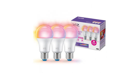 WiZ Smart Bulbs LED for Socket E27 and Shape A60 RGB 806lm 3pcs