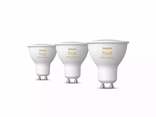 Philips Smart Bulbs LED 4.2W for Socket GU10 Adjustable White 400lm 3pcs
