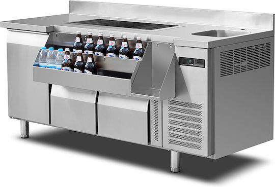 Ventus Английски превод: Stainless Steel Refrigerator Counter with Drawer and Cooling Machine 2/+2°C L180xW70xH85см