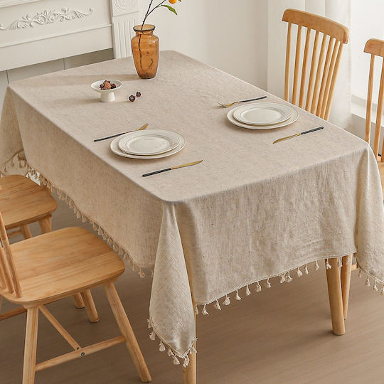 Τραπεζομάντηλο Λινό Beige 180x140εκ.