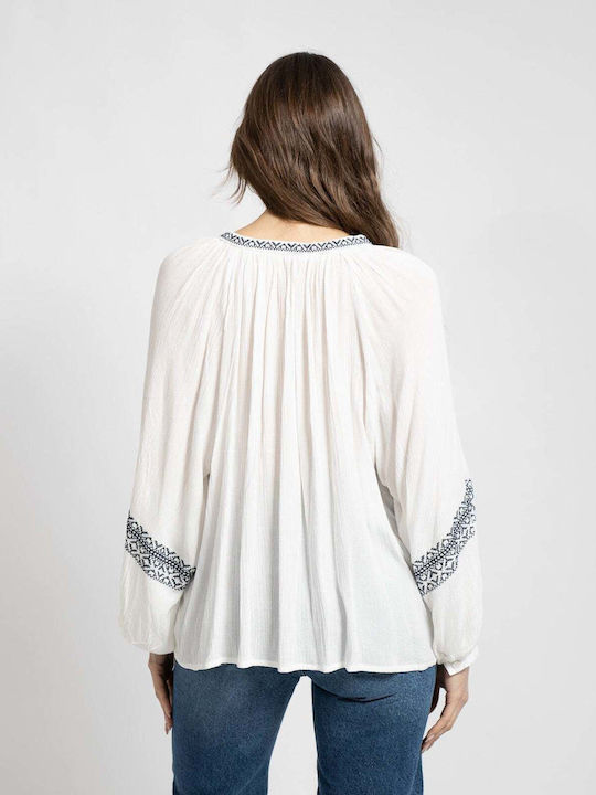 Women's Blouse Cotton Long Sleeve White