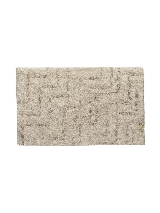 Non-Slip Bath Mats Set Cotton Toilet Beige 2pcs