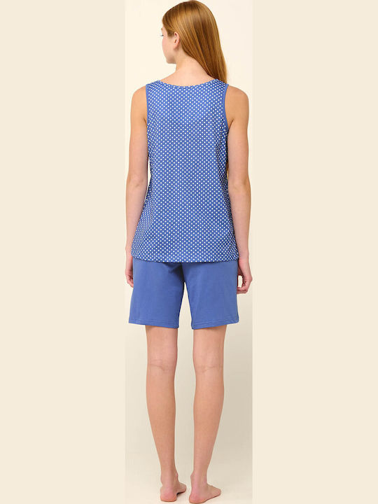Vamp Sommer Damen Pyjama-Set Blue Iris
