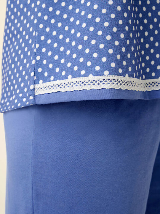 Vamp Sommer Damen Pyjama-Set Blue Iris