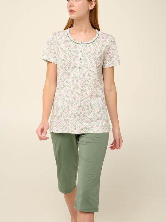 Vamp Sommer Damen Pyjama-Set Green Oil