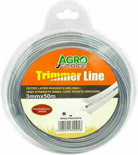 Agroforce 93976 Brush Cutter Trimmer Line Square Twist Length 50m and Thickness 3mm