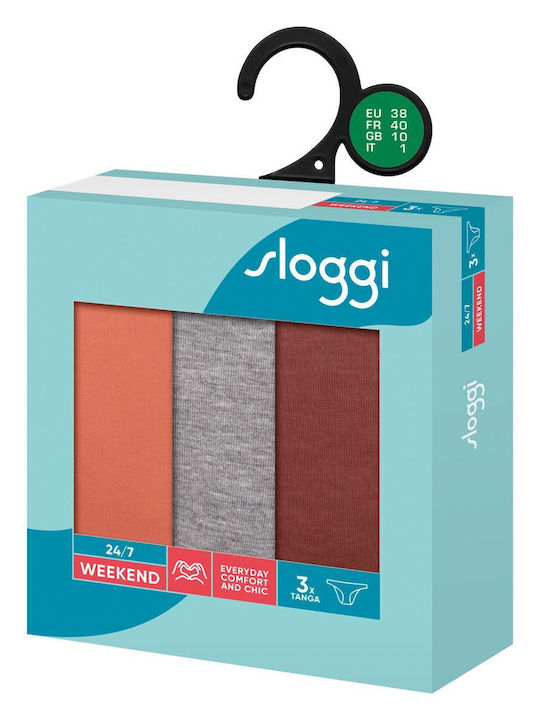 24/7 Weekend H Βαμβακερά Γυναικεία Slip 3Pack με Δαντέλα Πολύχρωμα