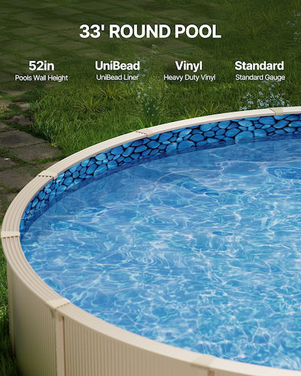 Vevor Round Pool Liner 33ft Unibead Style Pool Liner 52in Ύψος Τοίχου