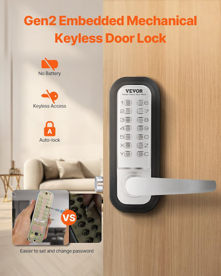 Vevor Mechanical Keyless Entry Door Lock 14 Key Mechanical Door Lock Home