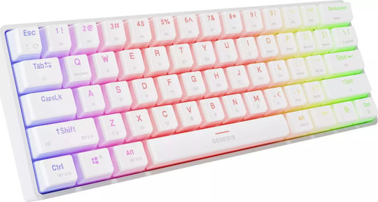 Genesis Thor 660 G2 Gaming Tastatură Mecanică 60% cu Gateron Red comutatoare și iluminare RGB (Engleză US) Alb