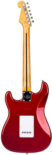 SX Guitars SST62-CAR Elektrische Gitarre mit SSS Tonabnehmerkonfiguration Rot