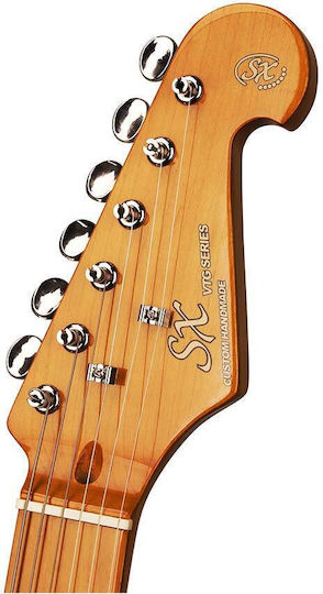 SX Guitars SST57-CAR Elektrische Gitarre mit SSS Tonabnehmer-Anordnung Rote mit E-Gitarren