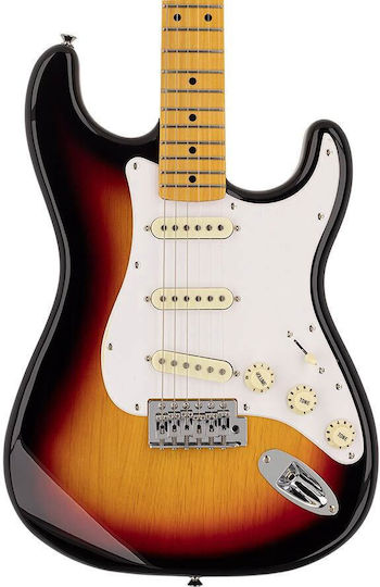 SX Guitars SST 57 3TS Elektrische Gitarre mit SSS Tonabnehmerkonfiguration Braun mit Tasche