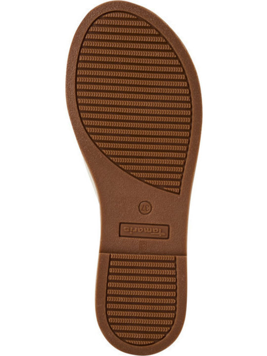 Leder Flache Sandalen für Damen in Ecru Farbe