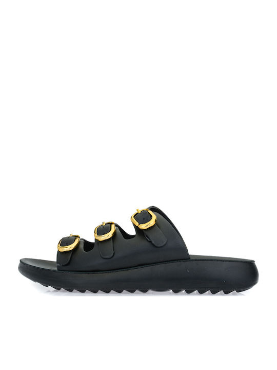 Γυναικεία Ανατομικά Σανδάλια Flatforms Μαύρα